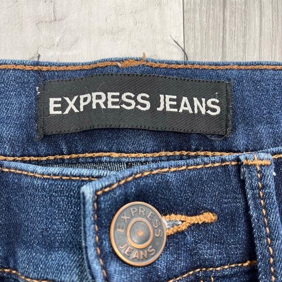 Express Mid Rise Dark Wash Basic Legging Skinny Boot Jeans 00 - Picture 3 of 9